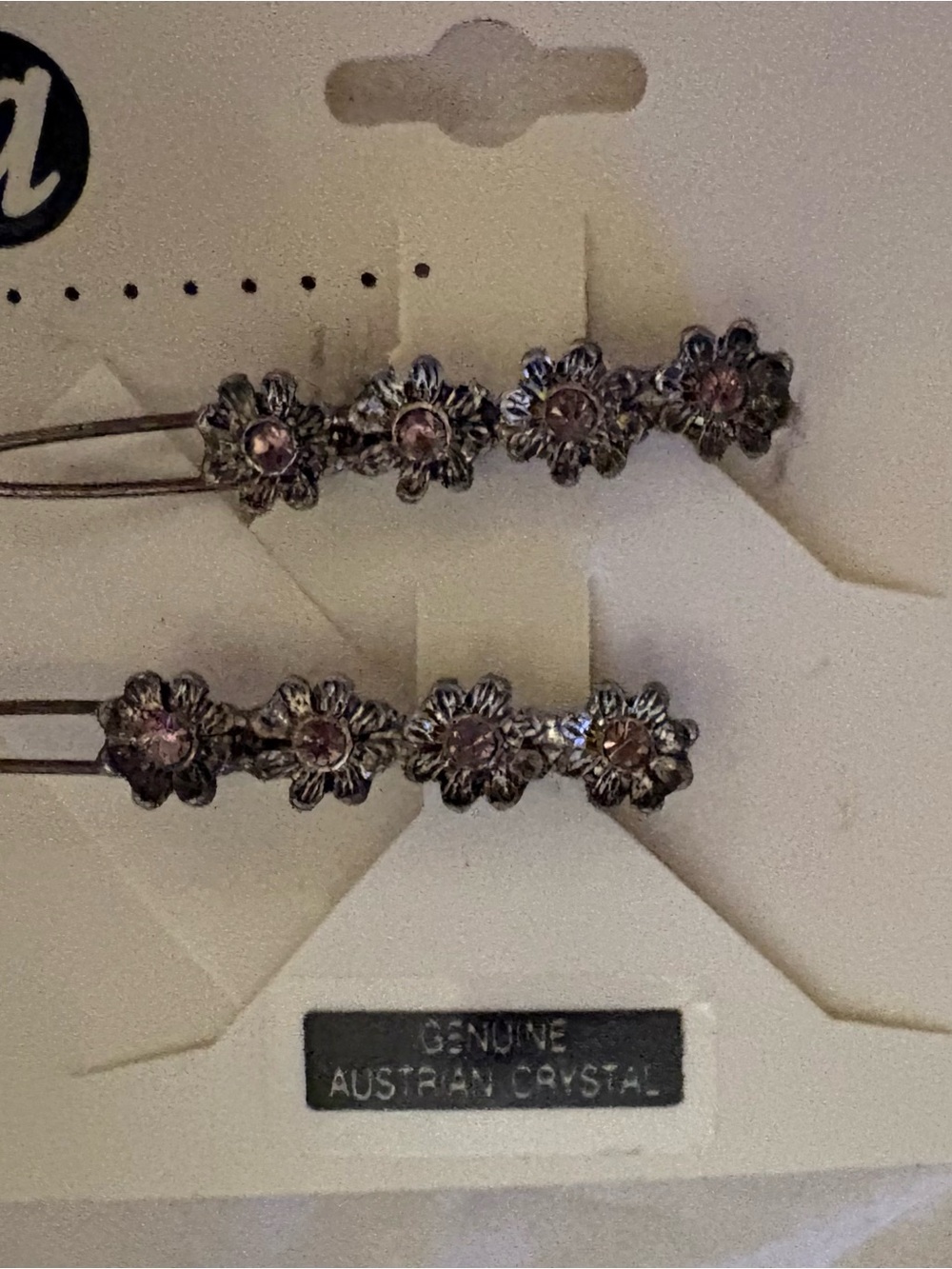 Floral Austrian Crystal Hair Pins with Pink Stones